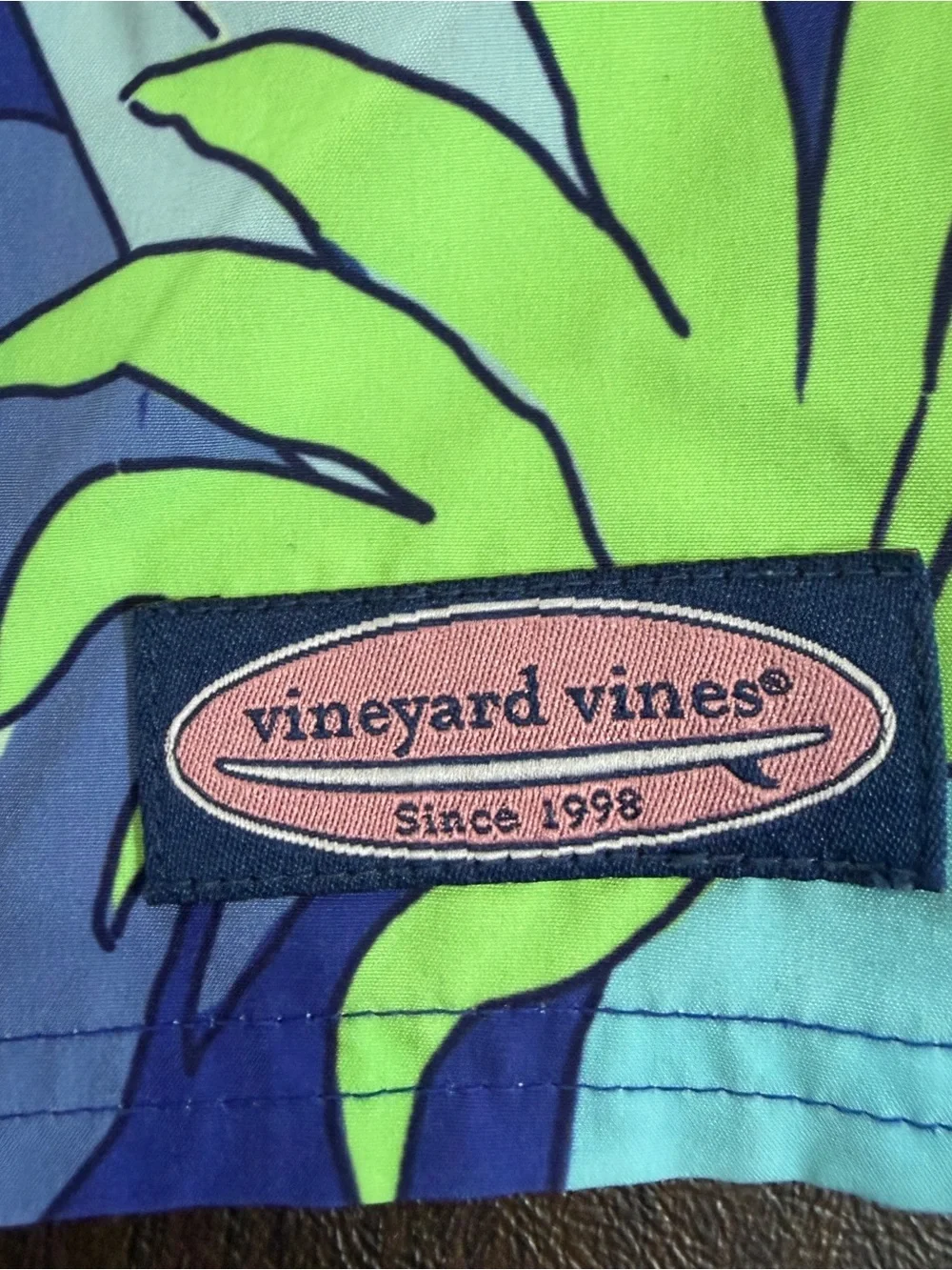 Kids Vineyard Vines Tropical Maritime  Blue Swim Trunks Sz M
